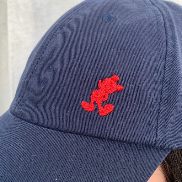 Disney Parks Mickey Mouse Red Embroidered Adjustable Navy Blue Cap - Picture 2 of 8